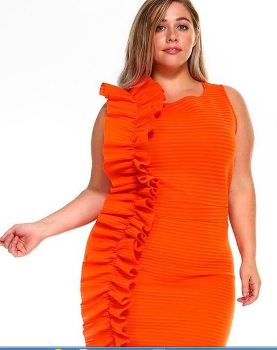 orange dress with ruffles